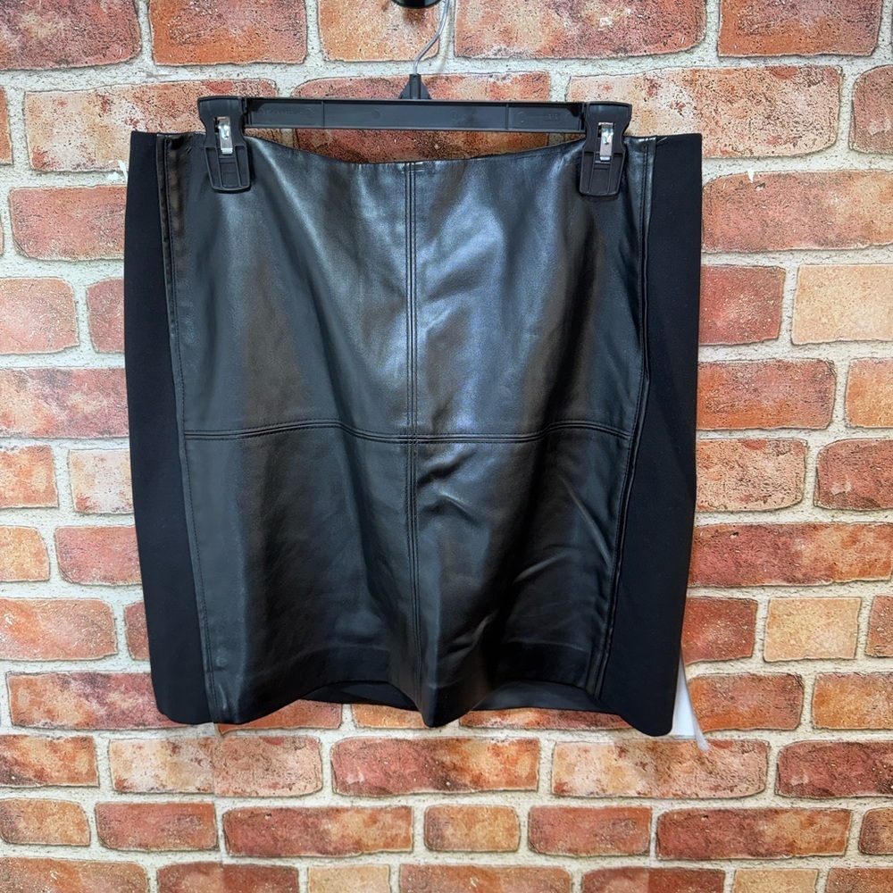 Black Faux Leather Panel Mini Skirt by White house black market
